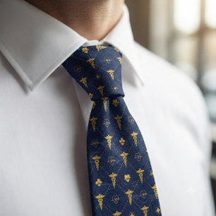 Navy Blue & Gold Medical Neck Tie
