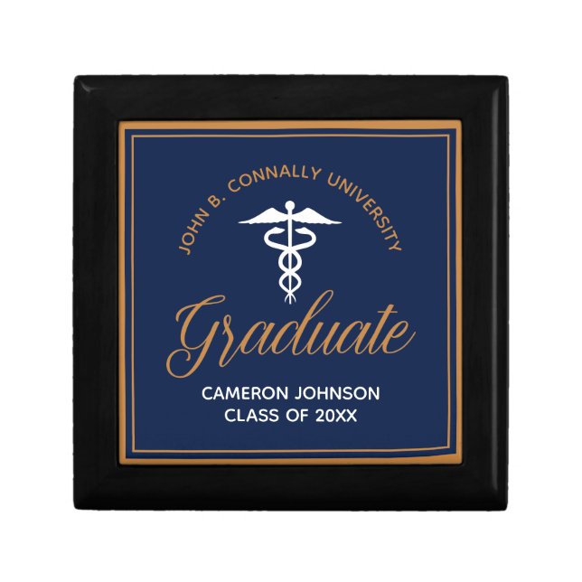 Navy Blue Gold Medical School Graduation Gift Box (Front)