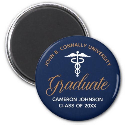 Navy Blue Gold Medical School Graduation Keepsake Magnet