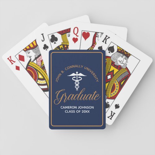 Navy Blue Gold Medical School Graduation Keepsake Poker Cards