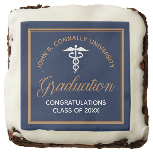 Navy Blue Gold Medical School Graduation Party Brownie