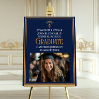 Navy Blue Gold Medical School Graduation Party