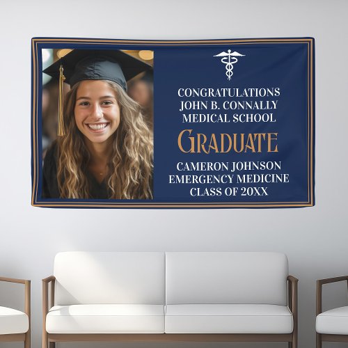 Navy Blue Gold Medical School Photo Graduation