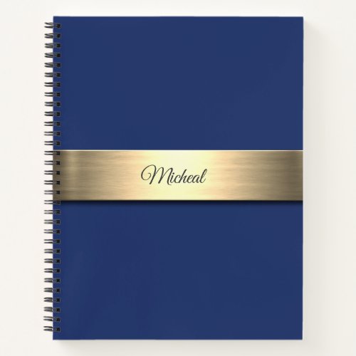 Navy Blue Gold Metal Monogram Notebook