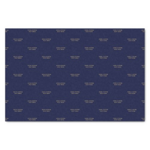 Navy Blue  Gold Minimal Custom Text Package Tissue Paper