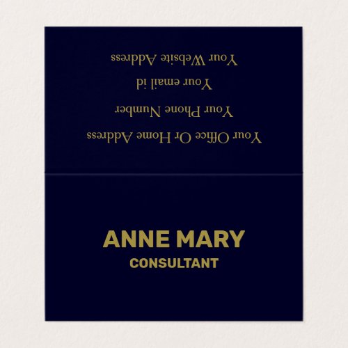 Navy Blue Gold Minimal Modern Consultant Elegant Business Card