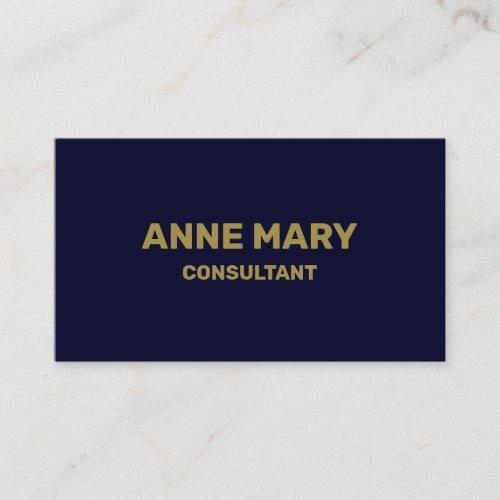Navy Blue Gold Minimal Modern Elegant Consultant Business Card