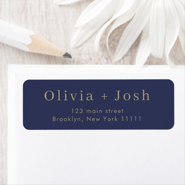 Navy Blue & Gold Modern Chic Return Address Label (Insitu)