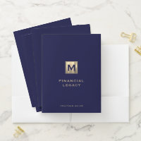 Navy Blue Gold Monogram Financial Legacy