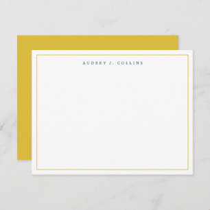 Navy Blue Gold Monogram Monogrammed Elegant Style Note Card