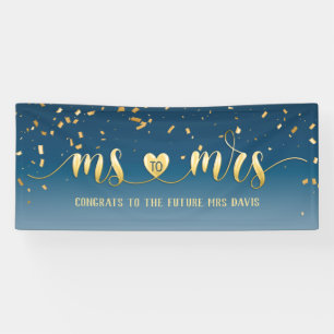 Navy Blue Gold Ms to Mrs Bridal Shower Banner