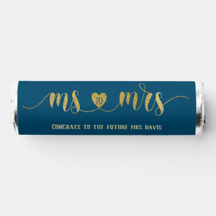 Navy Blue Gold Ms to Mrs Bridal Shower Breath Savers® Mints