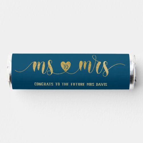 Navy Blue Gold Ms to Mrs Bridal Shower Breath Savers Mints