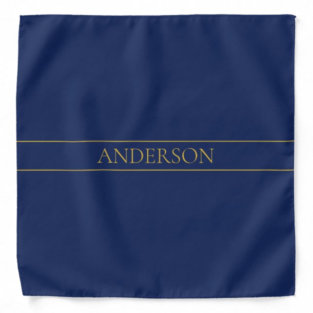 Navy Blue & Gold Name Surname or Business  Bandana (Front)