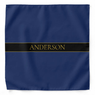 Navy Blue & Gold Name Surname or Business Bandana