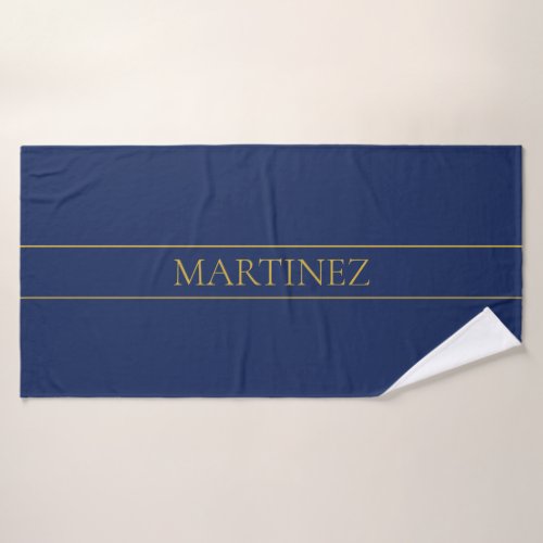 Navy Blue  Gold Name Surname or Business  Bath Towel Set