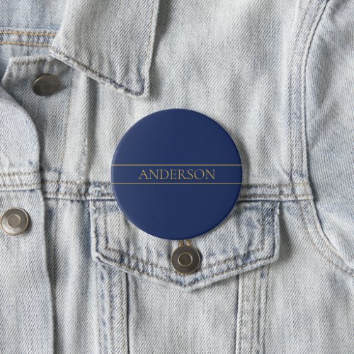 Navy Blue  Gold Name Surname or Business  Button