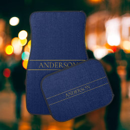 Navy Blue &amp; Gold Name Surname or Business  Car Floor Mat