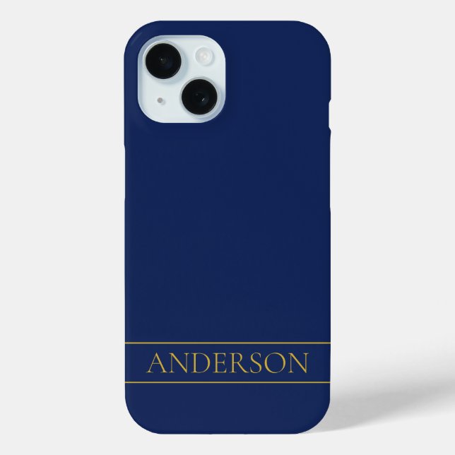 Navy Blue & Gold Name Surname or Business  Case-Mate iPhone Case (Back)