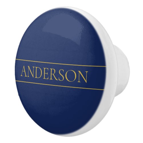 Navy Blue  Gold Name Surname or Business  Ceramic Knob