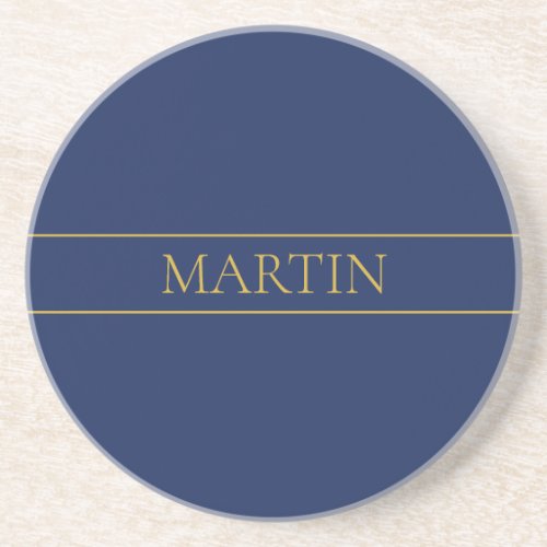 Navy Blue  Gold Name Surname or Business  Coaster