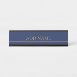 Navy Blue & Gold Name Surname or Business Desk Name Plate