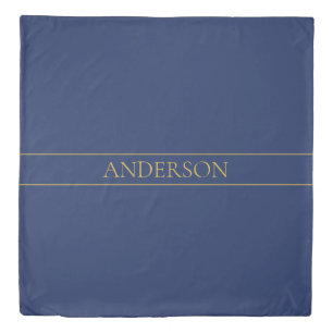 Navy Blue & Gold Name Surname or Business  Duvet Cover