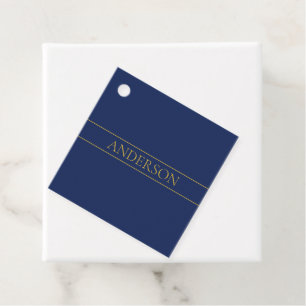 Navy Blue & Gold Name Surname or Business  Favor Tags