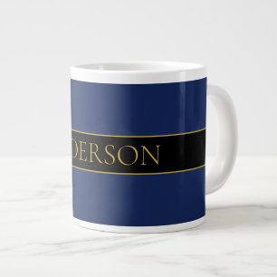 Navy Blue & Gold Name Surname or Business  Giant Coffee Mug
