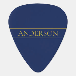 Navy Blue & Gold Name Surname or Business  Guitar Pick