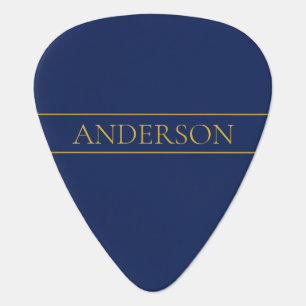 Navy Blue & Gold Name Surname or Business  Guitar Pick