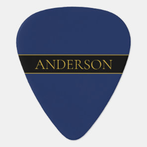 Navy Blue & Gold Name Surname or Business  Guitar Pick
