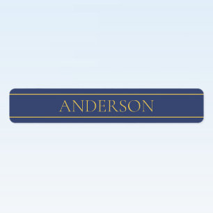 Navy Blue & Gold Name Surname or Business Iron-on Labels