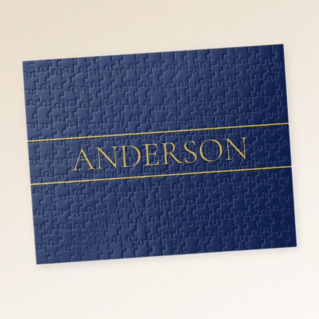 Navy Blue & Gold Name Surname or Business  Jigsaw Puzzle (Creator Uploaded)