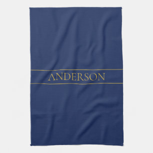 Navy Blue & Gold Name Surname or Business  Kitchen Towel