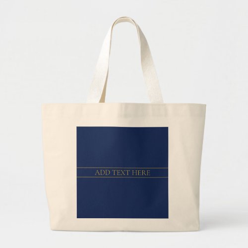 Navy Blue  Gold Name Surname or Business  Large Tote Bag