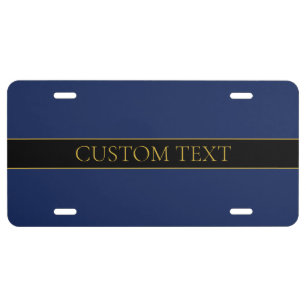 Navy Blue & Gold Name Surname or Business  License Plate