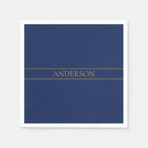 Navy Blue & Gold Name Surname or Business Napkins