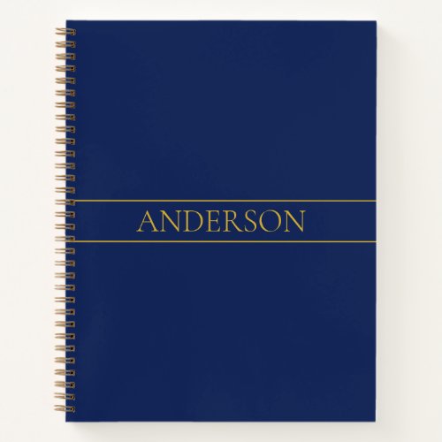 Navy Blue  Gold Name Surname or Business  Notebook