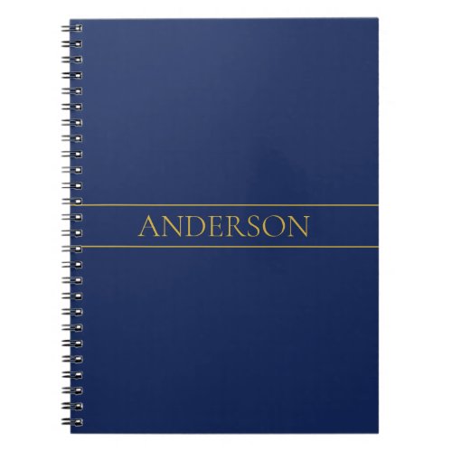 Navy Blue  Gold Name Surname or Business  Notebook