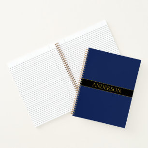 Navy Blue & Gold Name Surname or Business  Notebook