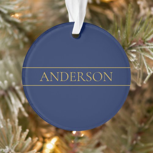 Navy Blue  Gold Name Surname or Business  Ornament