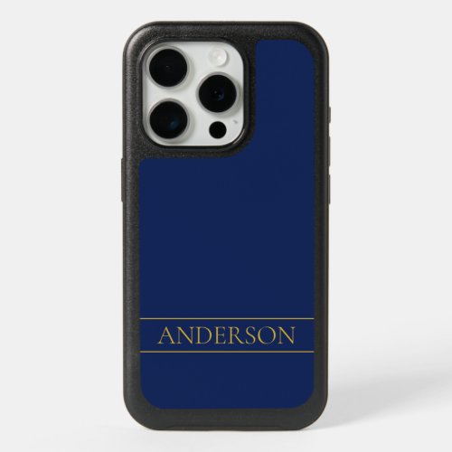 Navy Blue  Gold Name Surname or Business  iPhone 15 Pro Case