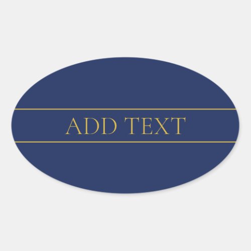 Navy Blue  Gold Name Surname or Business  Oval Sticker