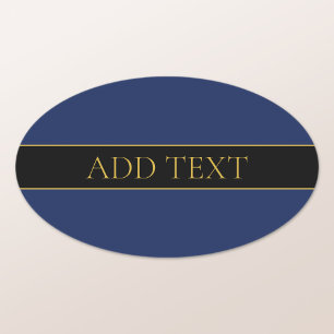 Navy Blue & Gold Name Surname or Business  Oval Sticker