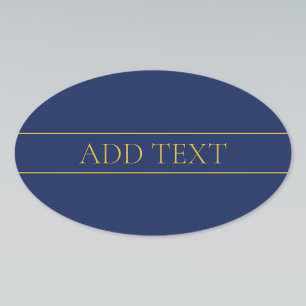 Navy Blue & Gold Name Surname or Business Oval Sticker