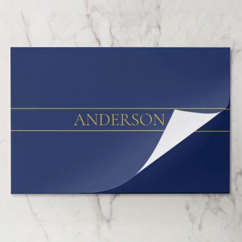 Navy Blue  Gold Name Surname or Business  Paper Pad