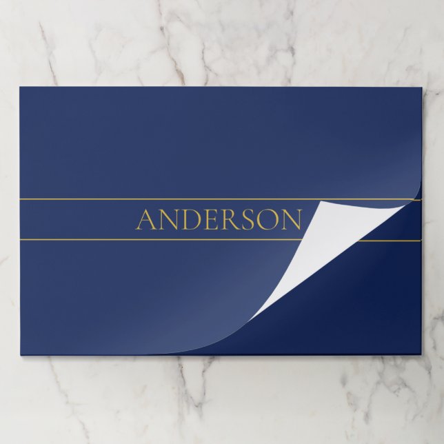 Navy Blue & Gold Name Surname or Business  Paper Pad (Folded)