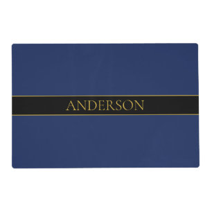 Navy Blue & Gold Name Surname or Business Placemat