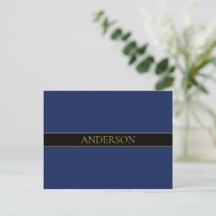 Navy Blue & Gold Name Surname or Business Postcard